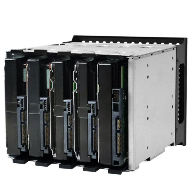 LX0B Hard Drive Cage Stainless Steel 5x3.5 Inch SATA SAS HDD Cage Rack Hard Driver Tray with Fan Space