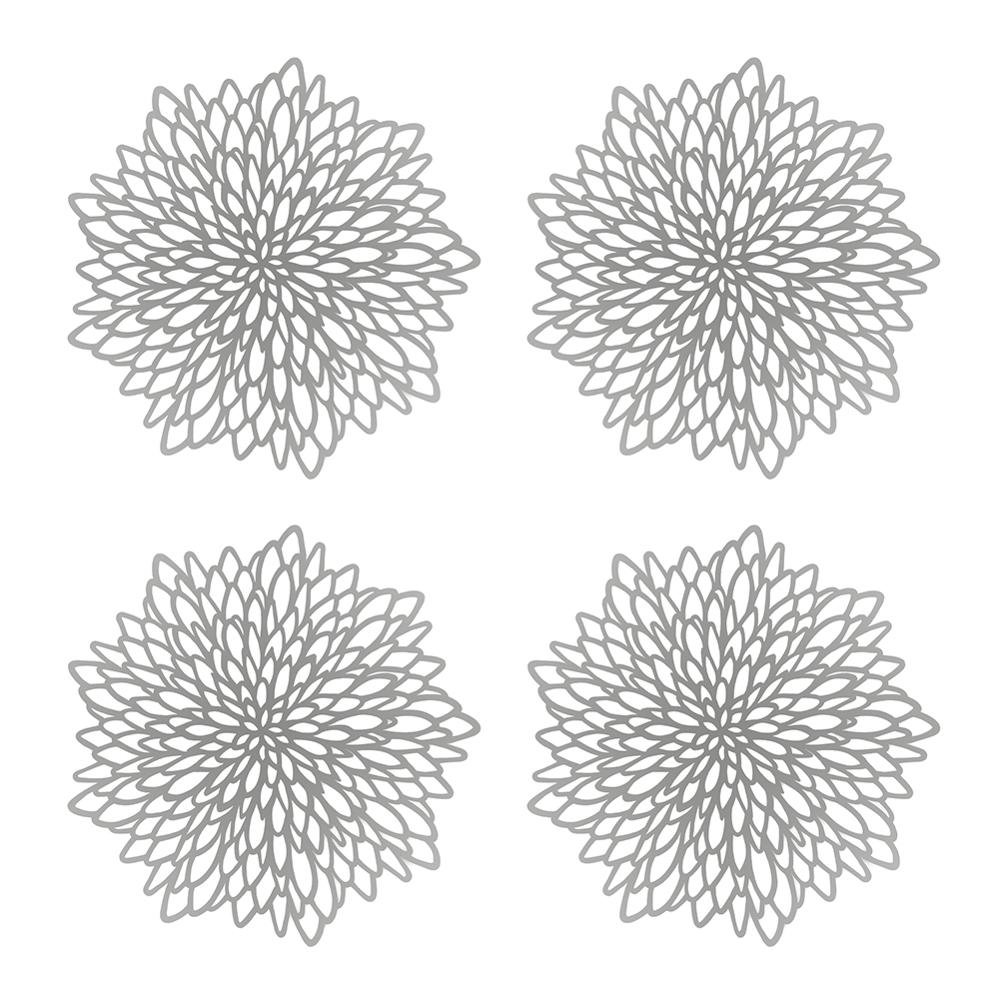 Placemats sett  av 6 bord løper pvc placemat sklisikre vaskbare saken varmebestandig kjøkken bordmatter til spisebord: 4 stk fliseblomst