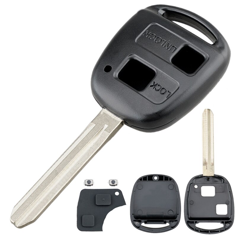 Coque de clé télécommande de voiture 2 boutons, avec lame TOY43 + 2 Micro interrupteurs adaptés à Toyota-Yaris Prado Tarago Camry Corolla