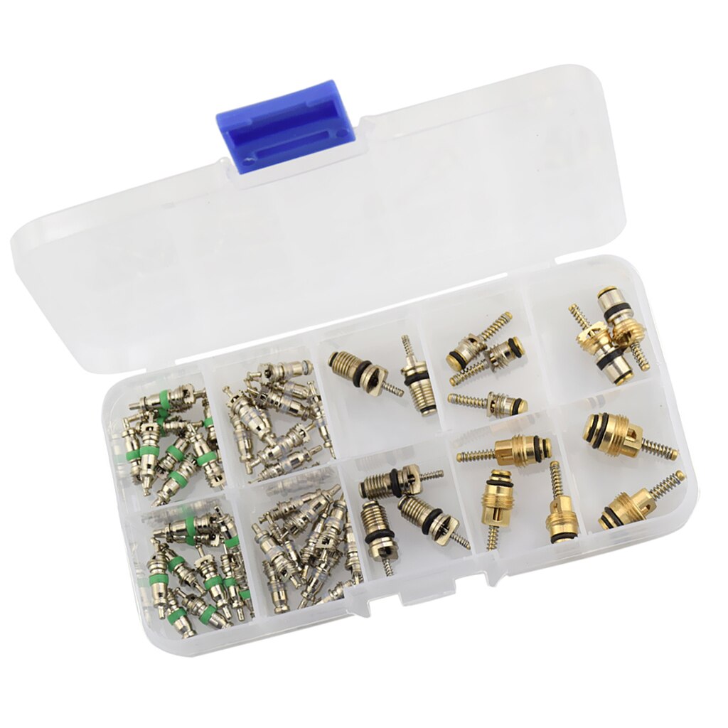 55pcs High Low Pressure A/C Valve Core Valves R134A R12 Air Conditioning Tool