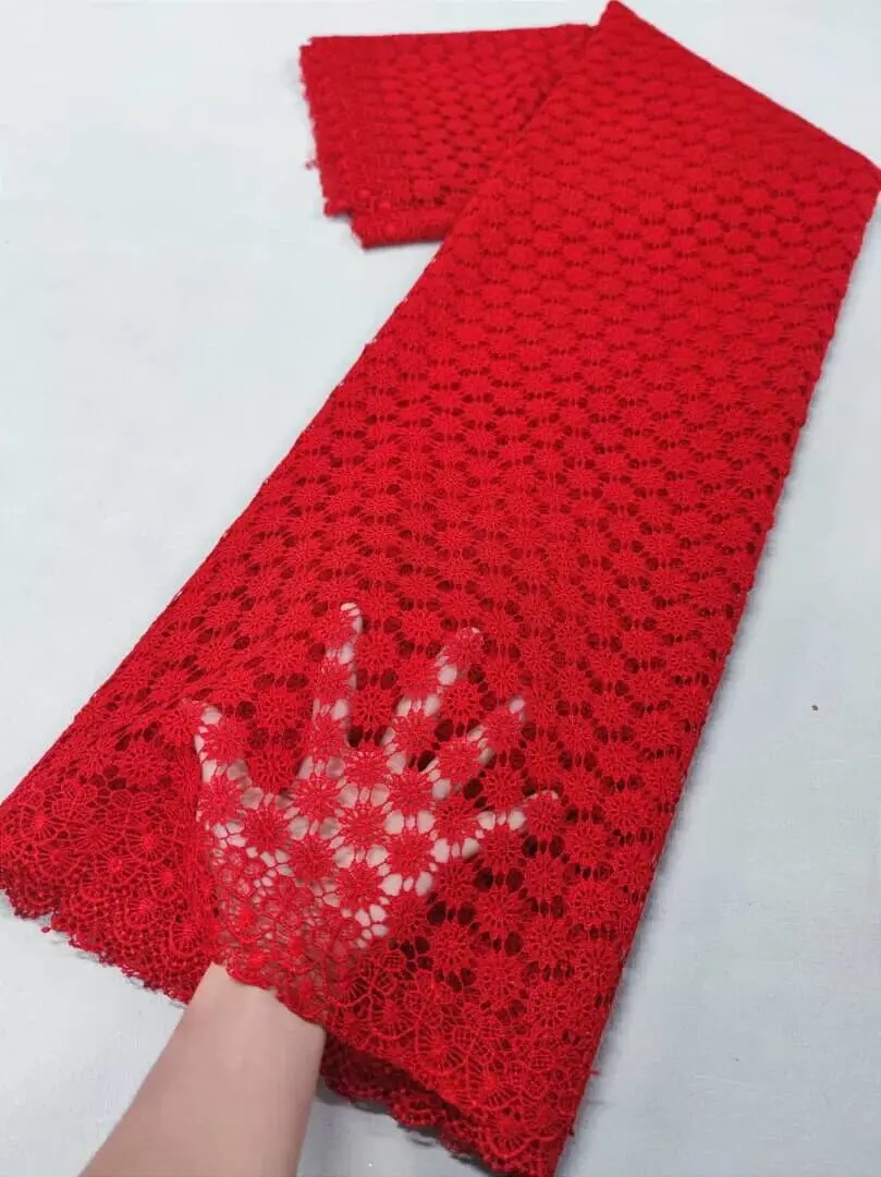 2025 Afrikaanse Nigeriaanse Wateroplosbare Damast Kant Stof Borduren Feestjurk Pailletten Katoen 5 yards: Koper