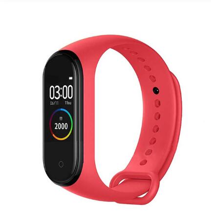 Colorido m4 inteligente pulseira smartband à prova dwaterproof água pressão arterial monitor de freqüência cardíaca fitness rastreador pulseira inteligente m4 banda relógio: Vermelho