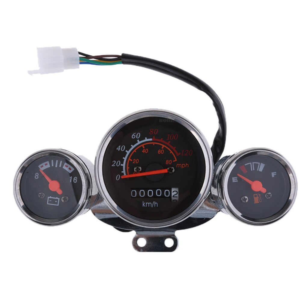 Retro Style Scooter Moped Speedometer Gas Gauge 12V 0-80 Mph, 0-120 Km / H