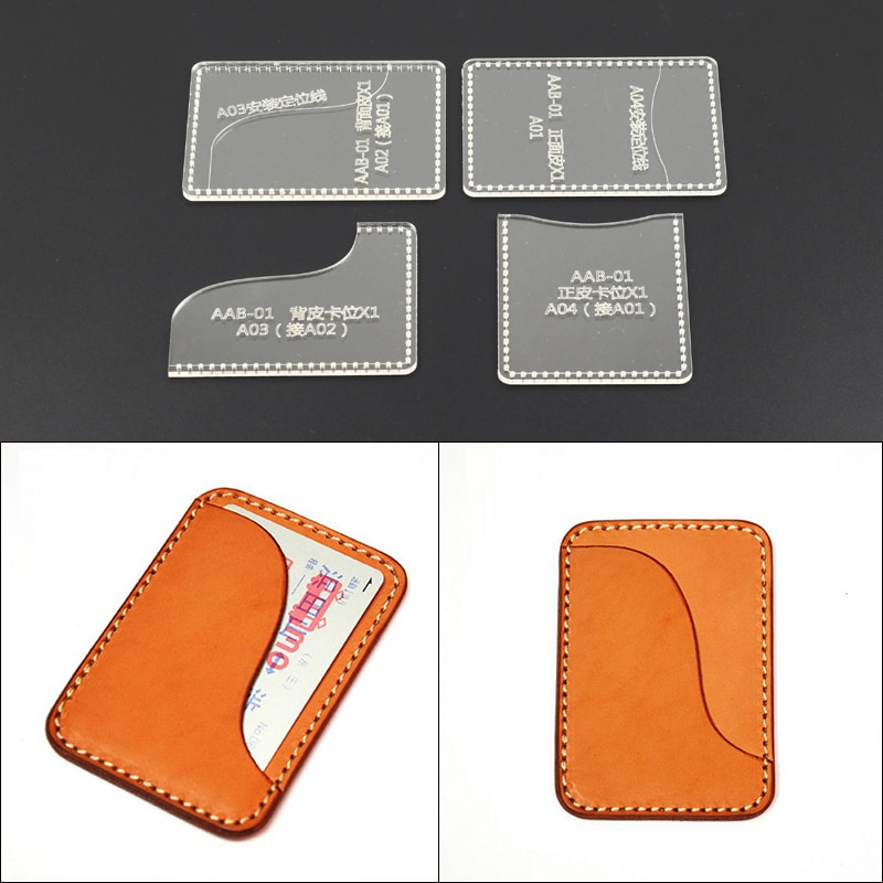 1 set acryl leer sjabloon thuis handwerk lederbewerking handgemaakt patroon gereedschap accessoire kaart tas 10*7*1cm