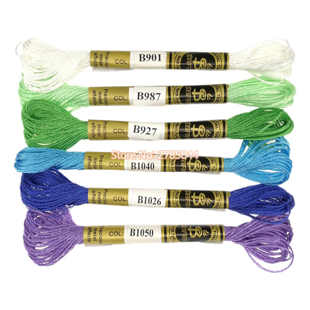 Sanbest Metallic Cross Stitch Thread Shiny Effect Embroidery Threads DIY Decor Hand Knitting Crafts Floss Sewing TH00042: New Combo 03