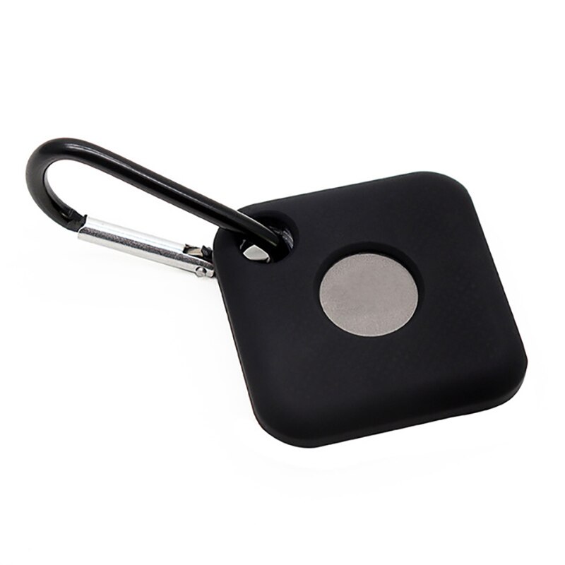 Inteligente rastreador Anti-Perdida de alarma Tracker buscador Protector de silicona Protector del caso con mosquetón para el azulejo Pro clave tapa detector: Negro