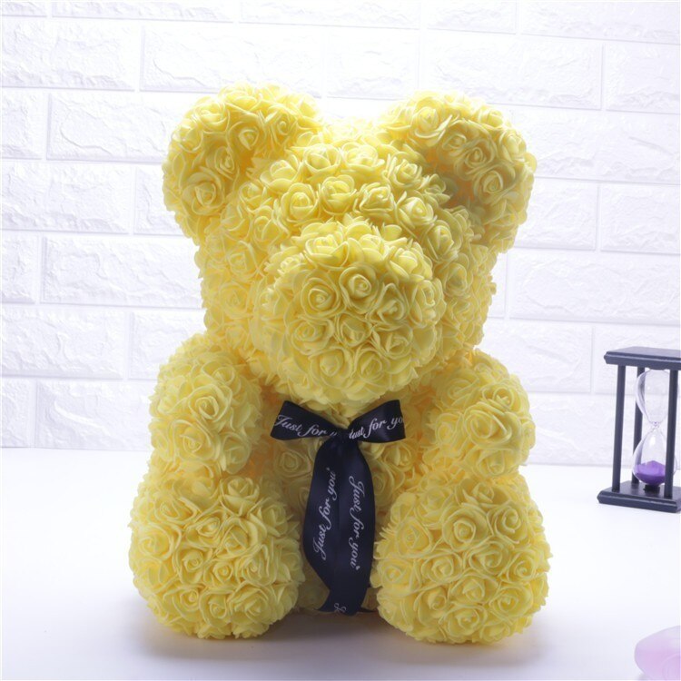 Christmas gift25cm Teddy Rose Flower niedźwiedź pudełko ślubne dekoracje świąteczne walentynki dając dziewczynie truciznę: 25cm Yellow)