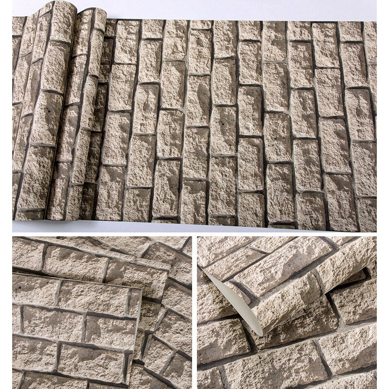 Brick Pattern Wallpaper Retro Nostalgic Simulation Stereo Marble Antique Brick Stone Bar Restaurant Background Wall Wallpaper: 28403