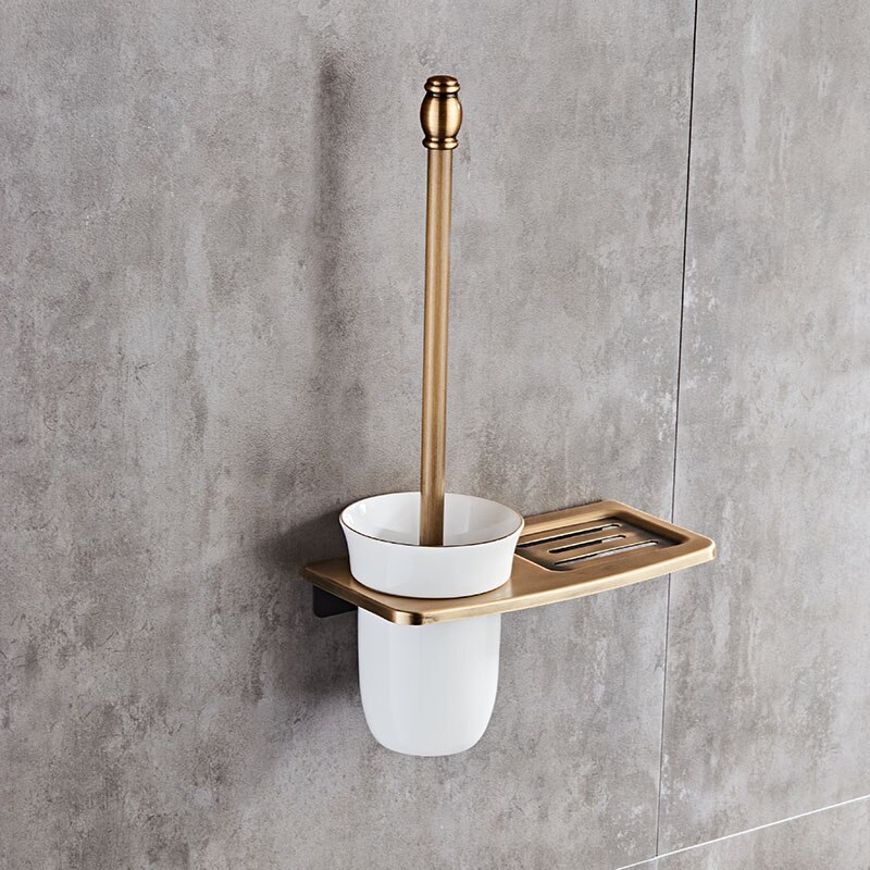 Antiek/Zwart/Witte Wc Borstel Houders Met Badkamer Planken Toiletpot Borstel Schoon Badkamer Accessoires: MTS-6601A