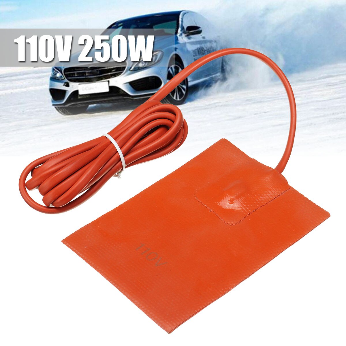 Almohadilla de calefacción de silicona para tanque hidráulico, almohadilla de aceite con enchufe, 110V, 120W, 250W, 330W: 13x9cm 250W