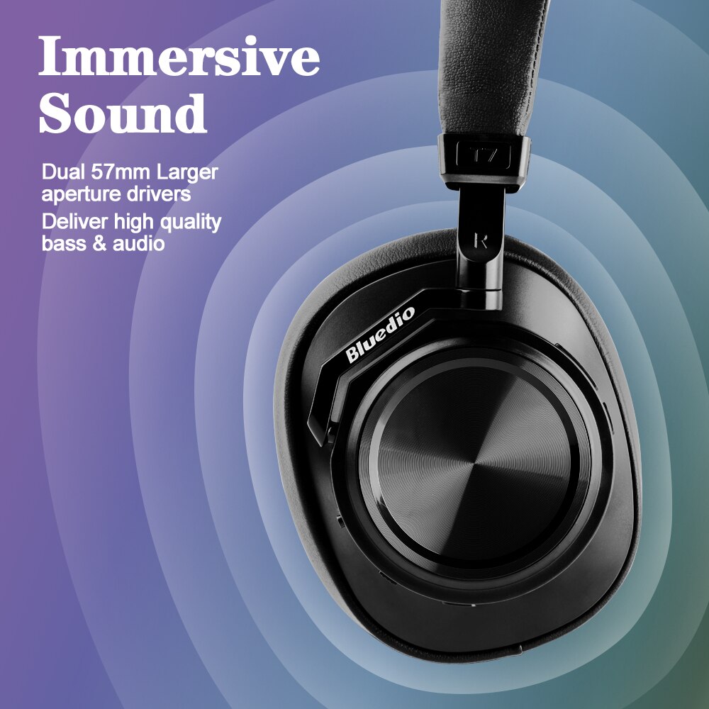 Bluedio T7 + Hoofdtelefoon Bluetooth Gebruiker Gedefinieerde Active Noise Cancelling Draadloze Headset Met Microp Voor Telefoon Ondersteuning Sd-kaart slot