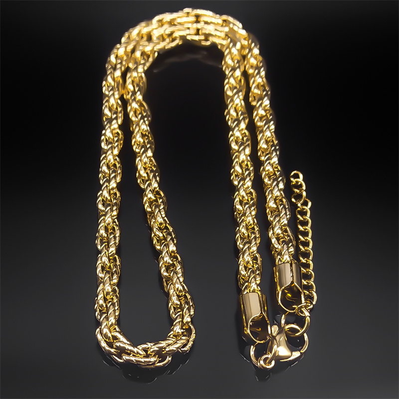 Collar de cadena de eslabones gruesos grandes de Hip Hop para hombres, cadenas masculinas de acero inoxidable de Color dorado, joyería de estilo callejero, colar masculino