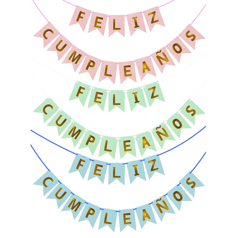 Guirlande de banderoles en papier, banderole espagnole joyeux anniversaire, drapeaux suspendus pour fête d'anniversaire, fournitures de décoration pour fête prénatale, 1 ensemble
