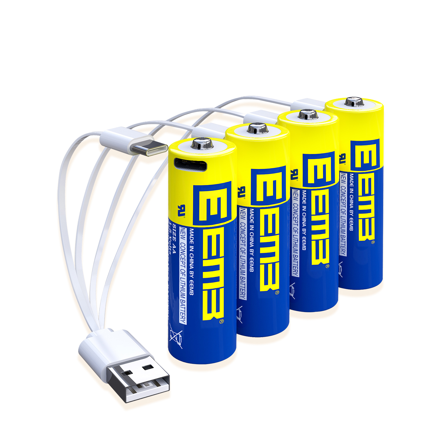 Akumulatory litowe AA EEMB 1.5V 1733mAh/2600mWh, ładowalne baterie AA, kabel ładujący USB Typ C, bateria zamienna