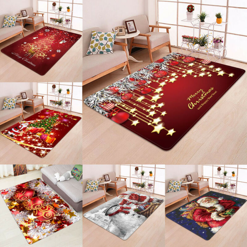Tapis de noël antidérapant 8 Styles 5 tailles | Tapis de sol imprimé de noël père noël, tapis pour fête, décoration de noël pour la maison