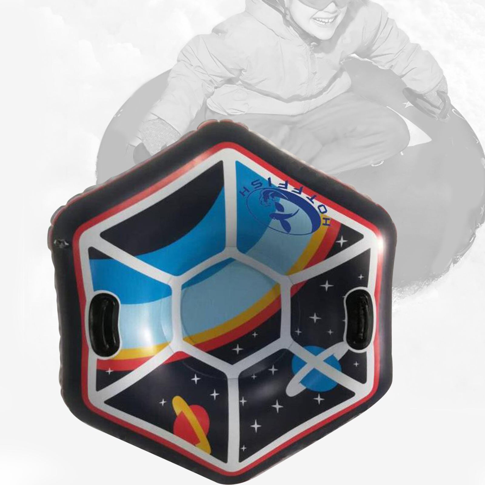 Tubo da neve gonfiabile in PVC-fondo spesso sci con maniglie per adulti: 120cm Hexagon