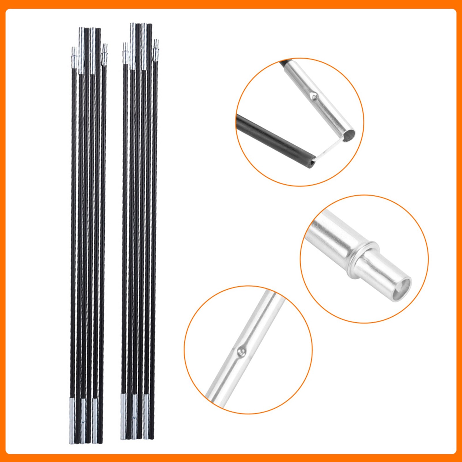 2pcs Tent Rod 4.9/4.48/4/3.3M Fiberglass Camping Travel Tent Pole 8/7mm Tent Supporting Rod Awning Frames Equipment Accessories