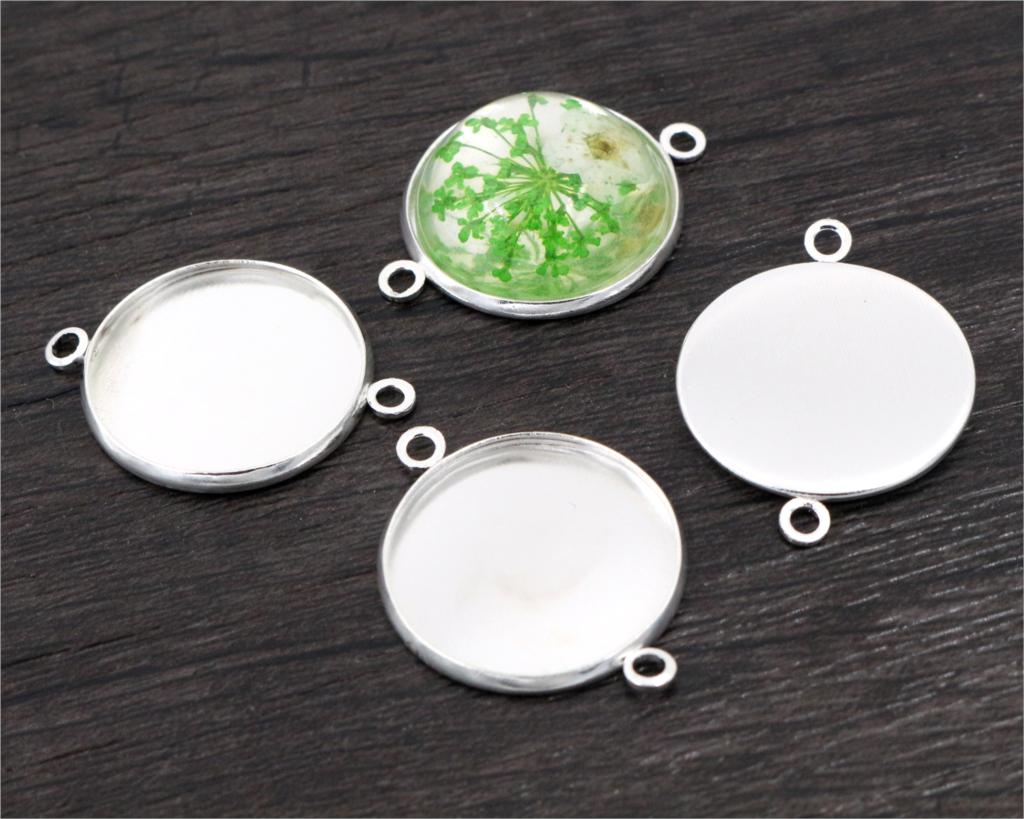 20 Pcs 20 Mm Binnenmaat Roestvrij Ijzer Materiaal Heldere Verzilverd Rhodium Eenvoudige Stijl Cabochon Base Cameo Instellen Hanger lade
