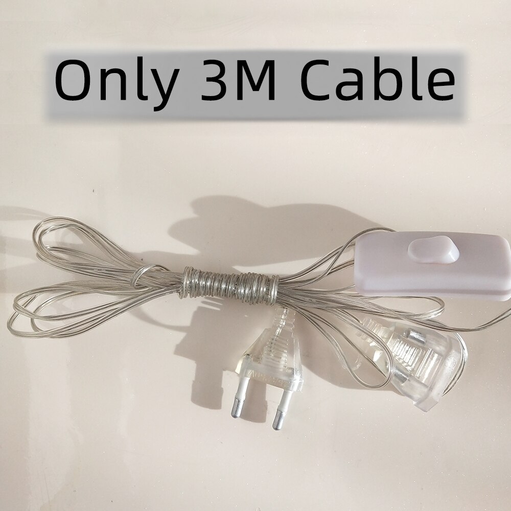 220V Curtain LED String Light Fairy Icicle 2.5M Star Christmas Garland Wedding Party Window Outdoor Year Decorat Light: Only 3M Cable