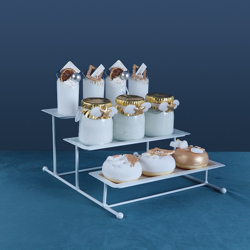 Babyshower verjaardagsfeest dessert servies taartstandaards cupcake taarten display houder borden fondant eten metalen dienblad servies