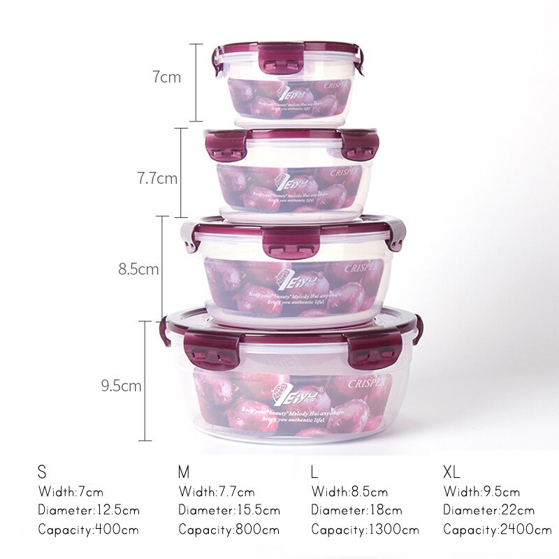 Food Storage Container with Lids Plastic Food Containers Lunch Box Refrigerator Airtight Leak Proof Easy Snap Lock PP H2005