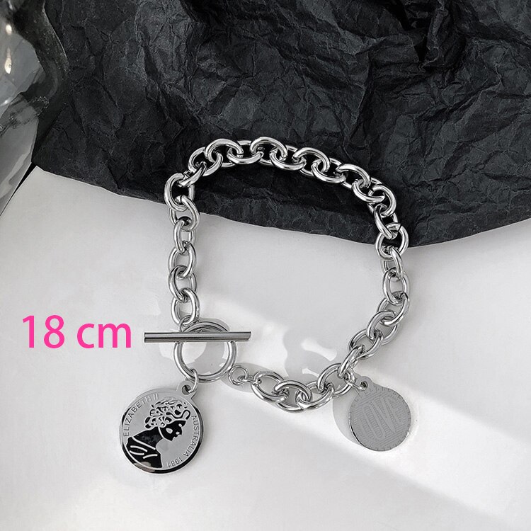 Kpop Bear Rvs Armband Voor Vrouwen Punk Kralen Hand Chain Goth Armbanden Rvs Sieraden Pulseras: 2.coin-18cm