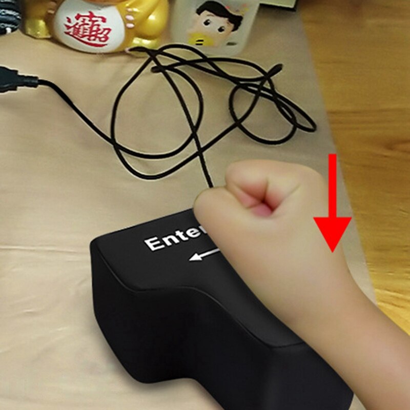 Stress Relief Release Enter Giant Big Button USB Enter Key Pillow Supersized Unbreakable Office Home Computer Laptop Novelty Toy