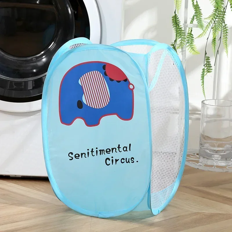 Schmutzige Kleidung, zusammenklappbarer Aufbewahrungskorb, Haushalt, Kinderspielzeug, Aufbewahrungsbox, offenes Netz, Sortierkorb, Cartoon-Farbe, zufälliges Produkt: Rot