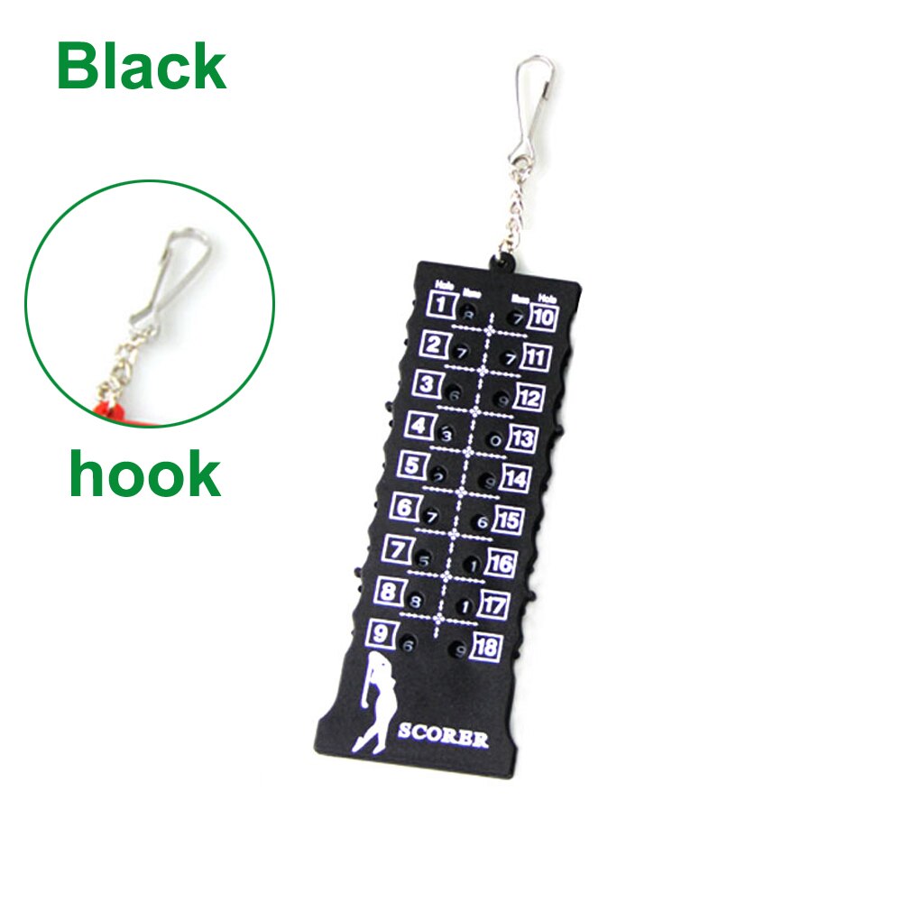 1Pcs 18 Hole Golf Stroke Putt Score Card Counter Golf Score Indicator Met Sleutelhanger Golf Score Teller Golf training Aids: Black-Hook