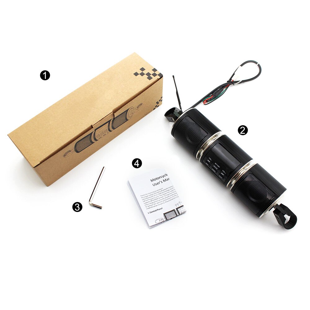 WaterProof MT487 Motorcycle Speaker Bluetooth V2.1+ EDR Audio Player Stereo Speaker FM Radio AUX USB TF MP3 Player