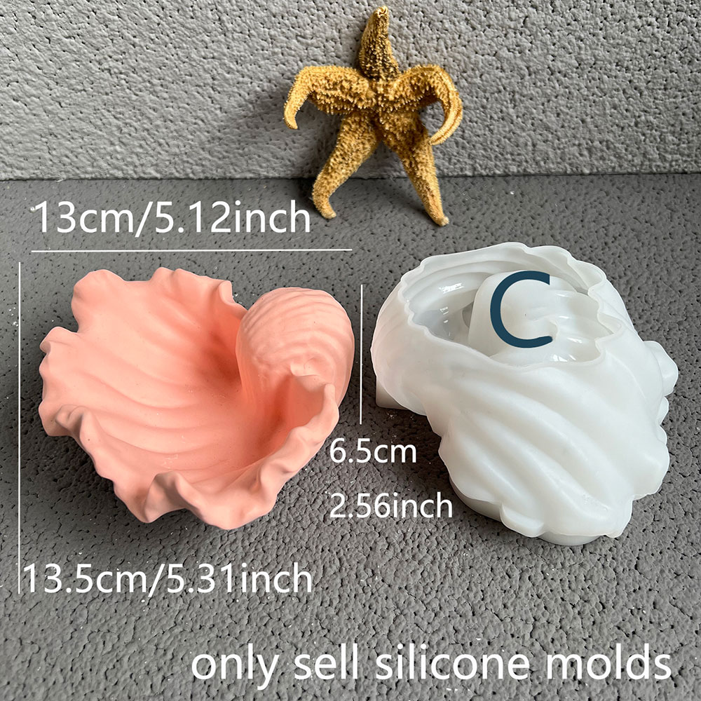 Pétoncle ci-après chandelier plâtre silicone moules, bricolage coquille photophore bougeoirs stockage plat résine béton considérant moule décor à la maison: plum