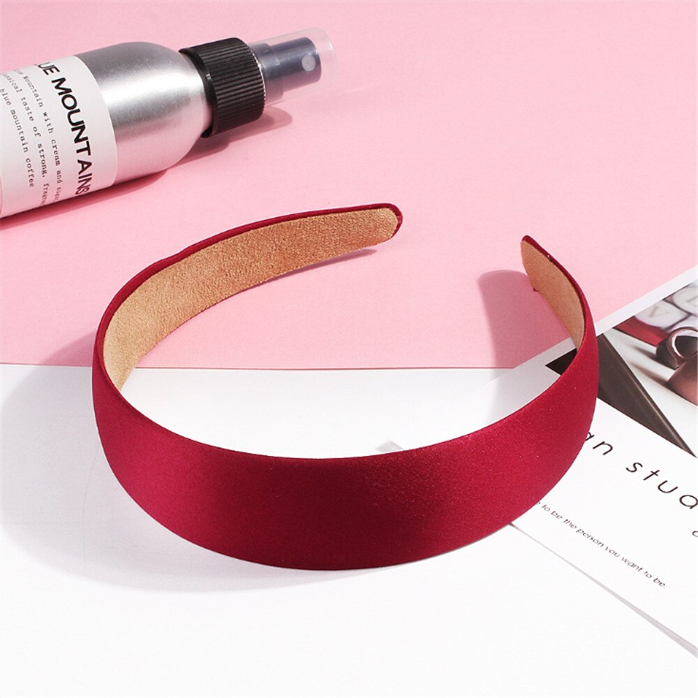 1PC Plastic Canvas Brede Hoofdband Haarband Hoofddeksels Solide Haaraccessoires Voor Vrouwen: wine red