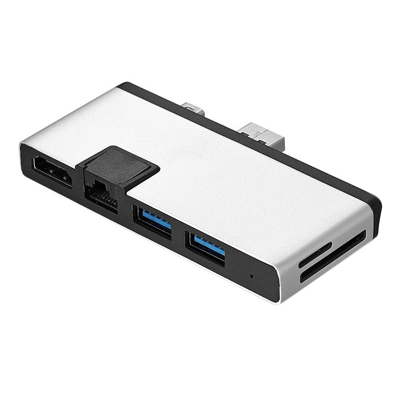 6 in 1 USB Laptop Docking Station 4K HDMI Gigabit Ethernet Adapter SD/TF Charge Docking Station For Surface Go: Default Title