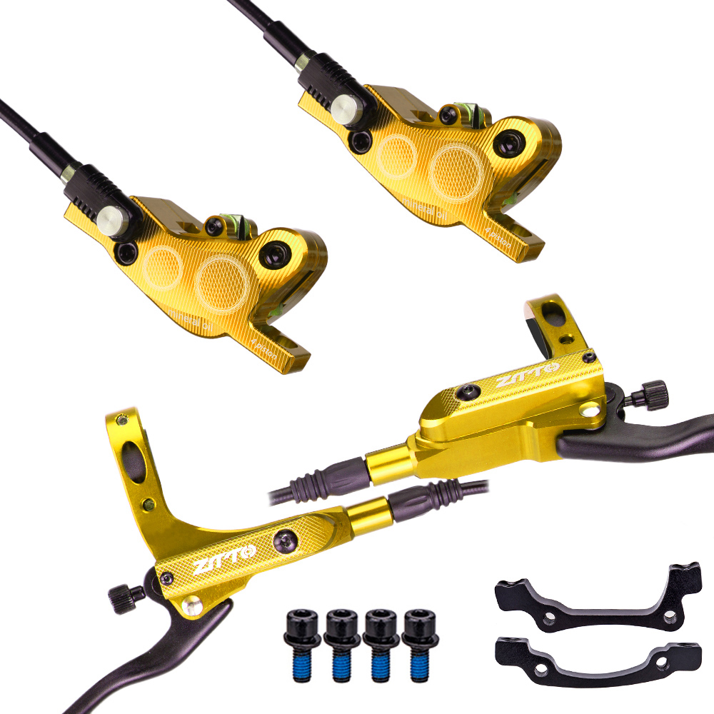 Ztto Mtb 4 Zuiger Fiets Hydraulische Schijfrem M840 Met Cooling Pads Olie Druk Racefiets Rotor Remklauwen Is Pm mount: Pair Gold-Metal