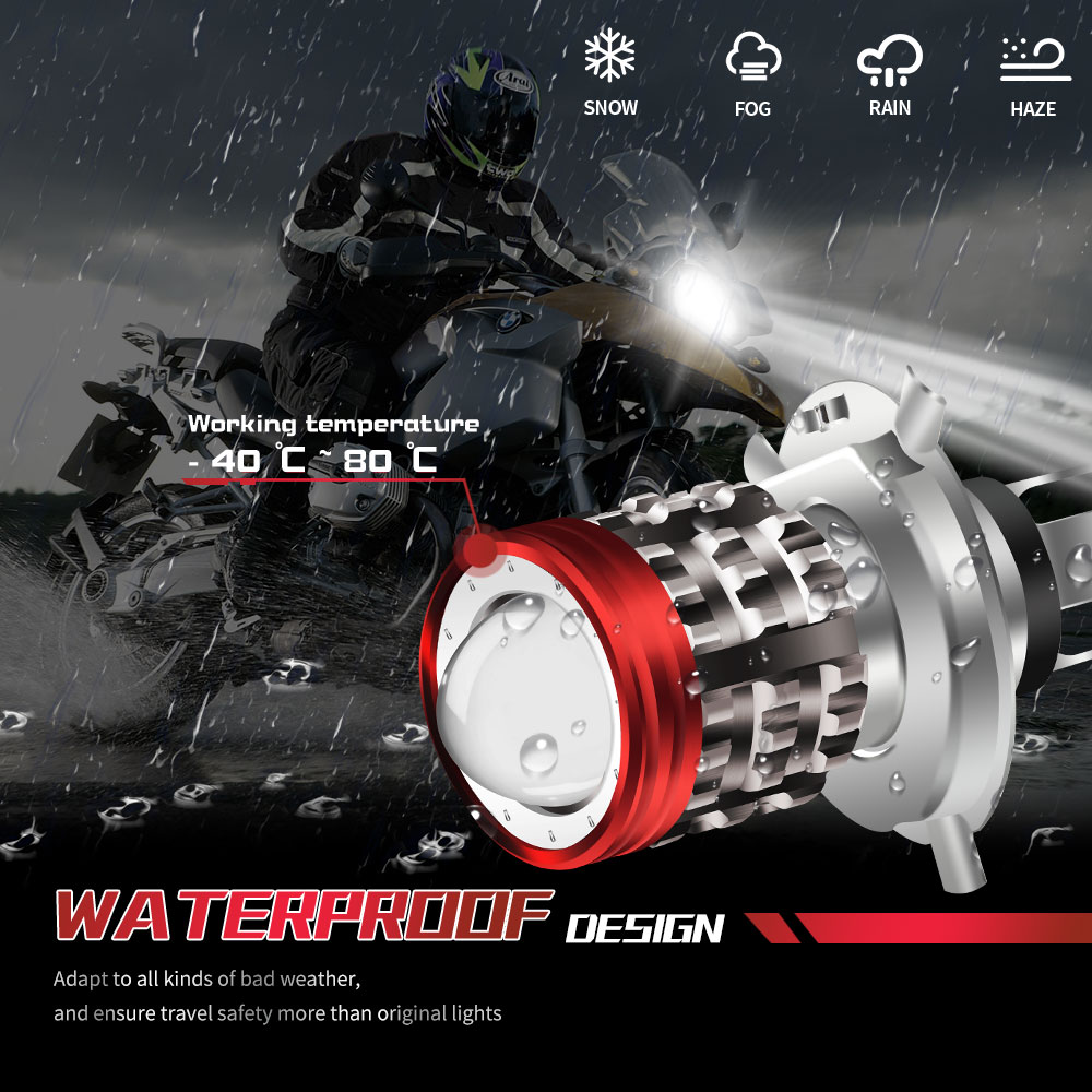 Universele H4 Led Motorfiets Koplamp Ba20d H6 Angel Eye Motor Led Motorfiets Koplamp Wit Geel Grootlicht 12-80V