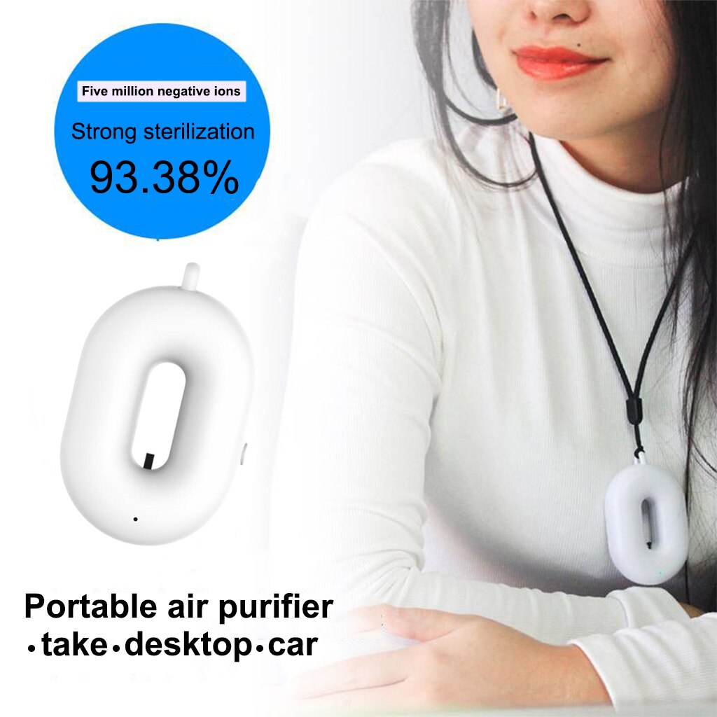 Personal Rechargeable Air Purifier Negative Ion Generator Purifies Air Eliminating Germs Dust Bacteria Allergens Mold Odors
