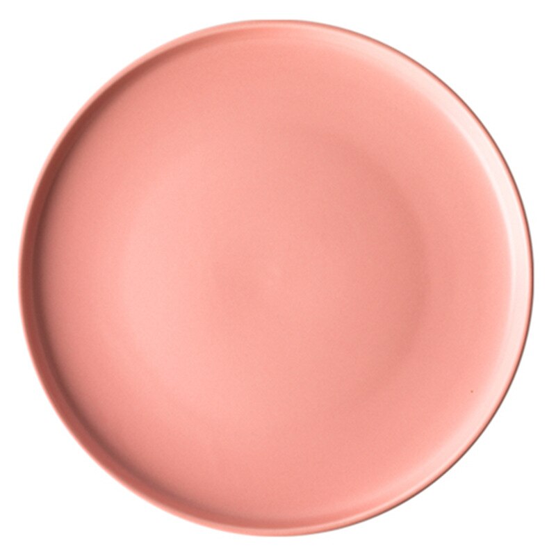 Original Nordic Ceramic food dish plate household pottery dish salad platter dish dinnerware Simple Easy To Clean: Pink / 6 Inches