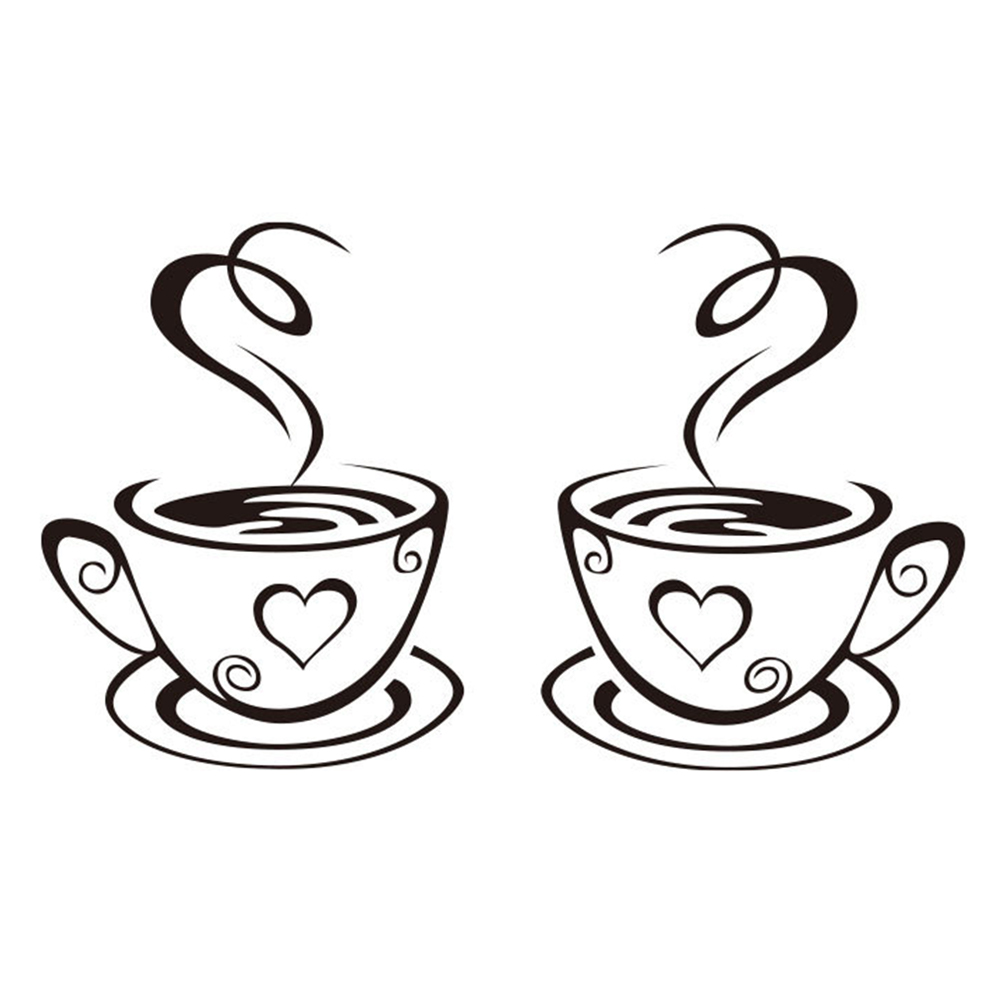 2 Sheets Coffee Cup Wall Stickers Decoration Coffee Cup Wall Decals Coffee Shop Wallpaper: Default Title
