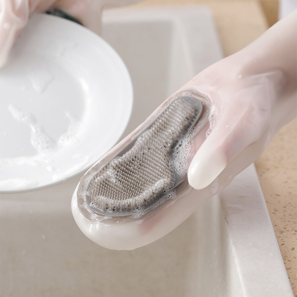 Magic Silicone Dishwashing Brush Gloves Dishwashing Gloves Kitchen Cleaning 1 Pair of Tools Heat Insulation and Wear Resistance