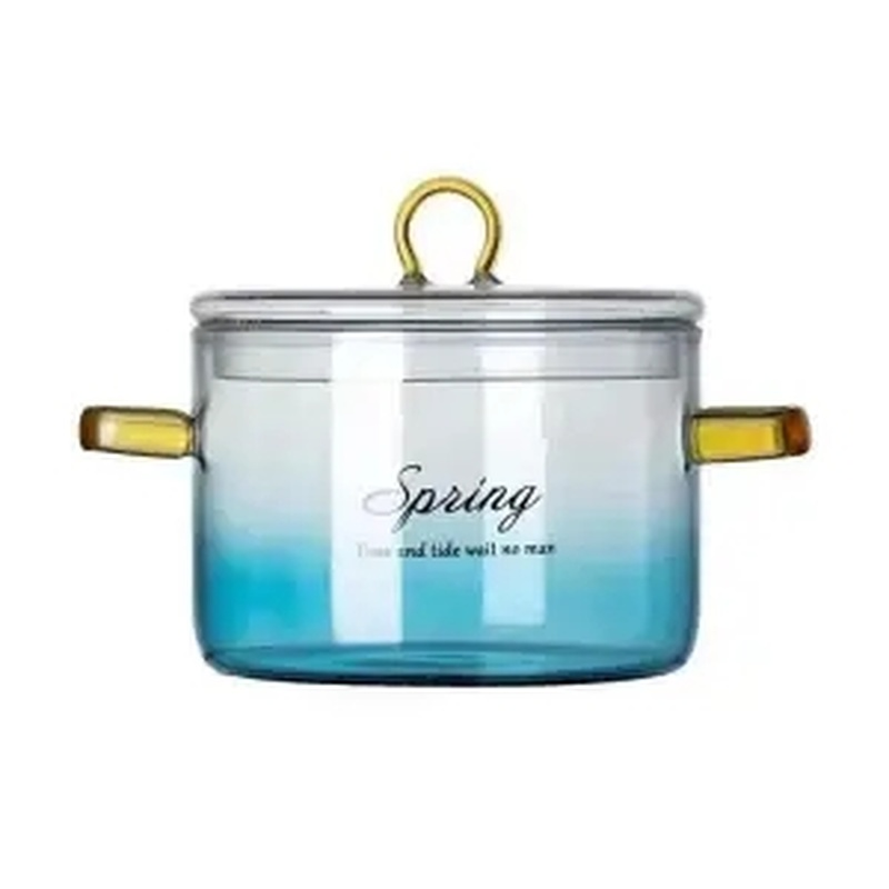 Cacerola de vidrio de Color degradado con cubierta, resistente al calor cazuela, olla de vidrio segura para Pasta, fideos, sopa, leche
