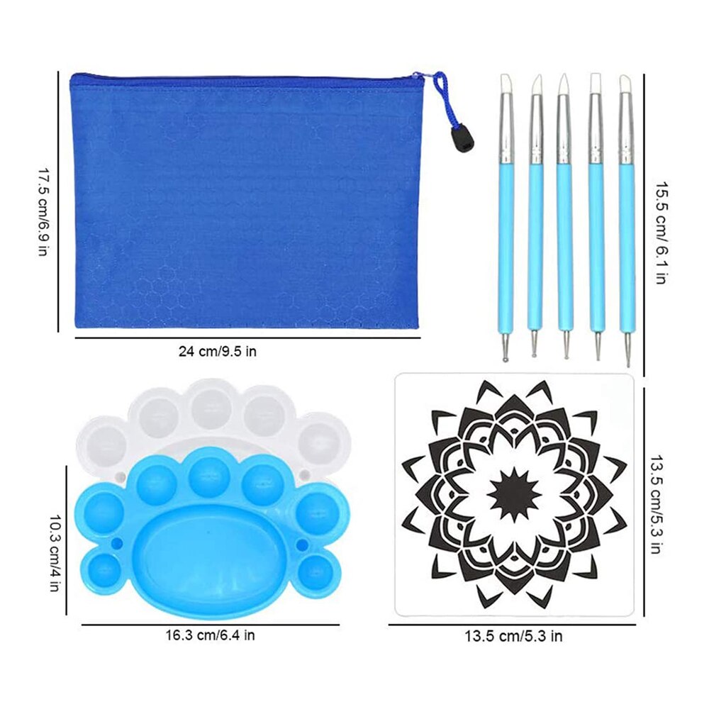 35Pcs Mandala Dotting Kit Set Pen Dotting Tools Mandala Stencil Ball Stylus Paint Tray For Painting Rocks Coloring Drawing