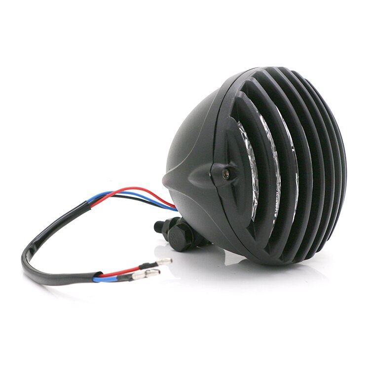 Motorfiets Geschulpte 5 ''Koplamp Finned Grill Voor Harley Chopper Bobber Cafe Racer Custom Motocross Black/Chrome Voor Moto