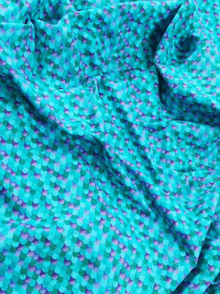 50x105cm rybia łuska bawełna materiał brokatowy pozłacany ręcznie syrenka skóra polichromia DIY szycie odzieży tkanki Telas niejednolita całość