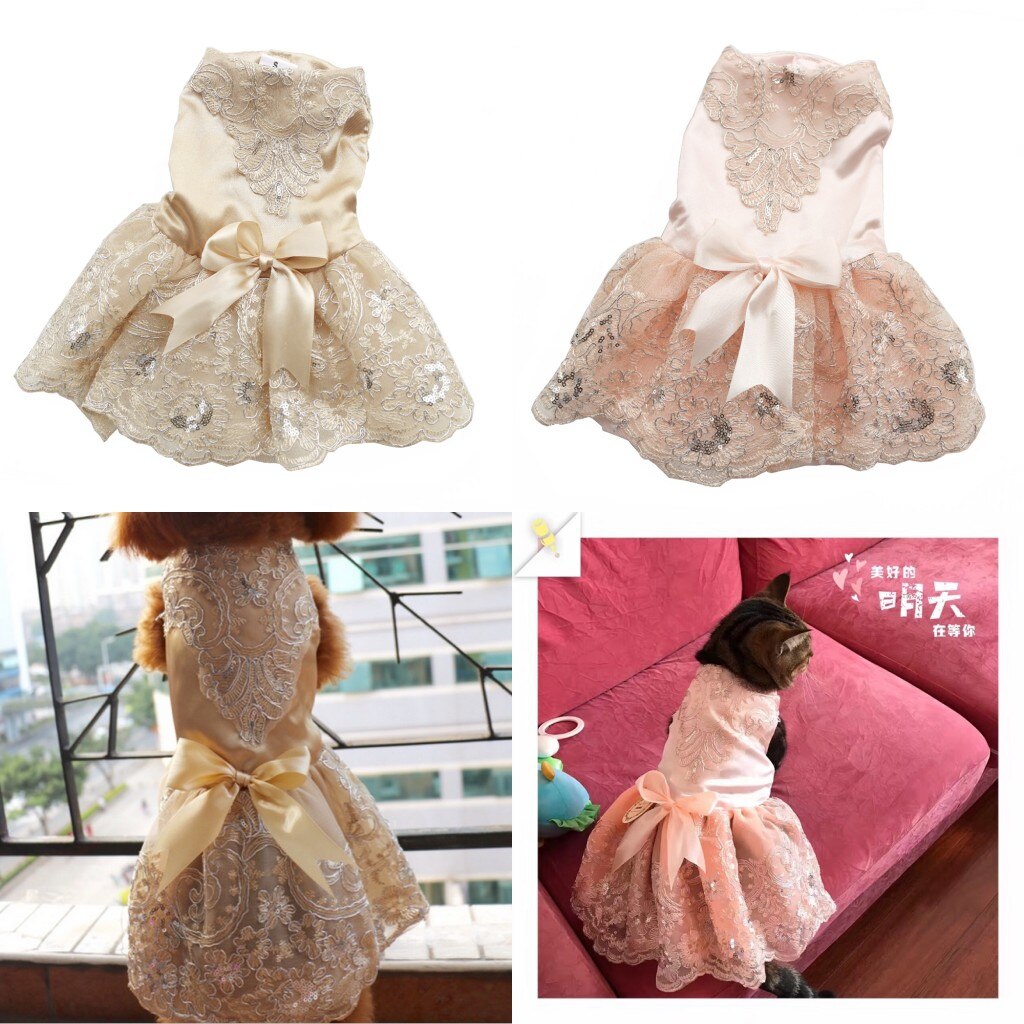 Kitten Cat Wedding Dress Lace Pet Cat Dresses Tulle Teddy Skirt for Small Cat Dogs XS S M L XL