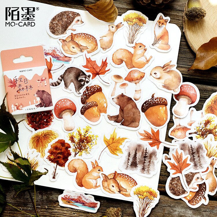 46 stks/doos Bos Dieren Vruchten Decoratie Washi Stickers Plakboeken Stick Labels Journal Dagboek Briefpapier Fotoalbum Stickers