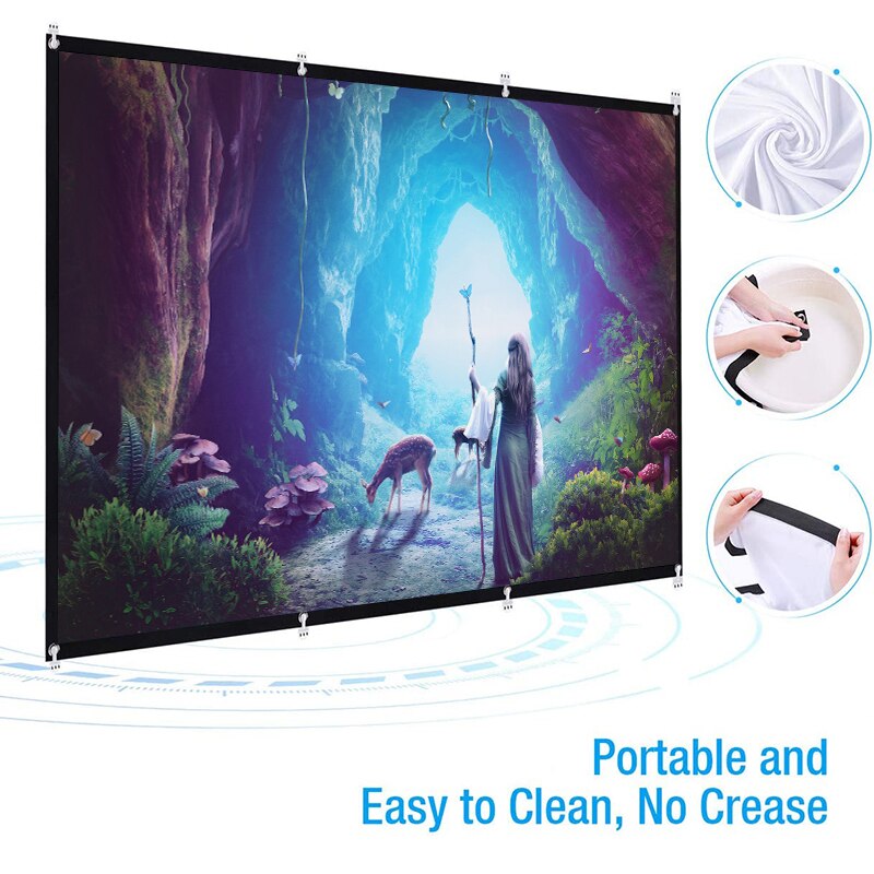 1pc16:9 Hd Opvouwbare Anti-Kreuk Home Projectiescherm Film Theater Outdoor 60/72/84/100/120/150 Inch Movie Video Screen