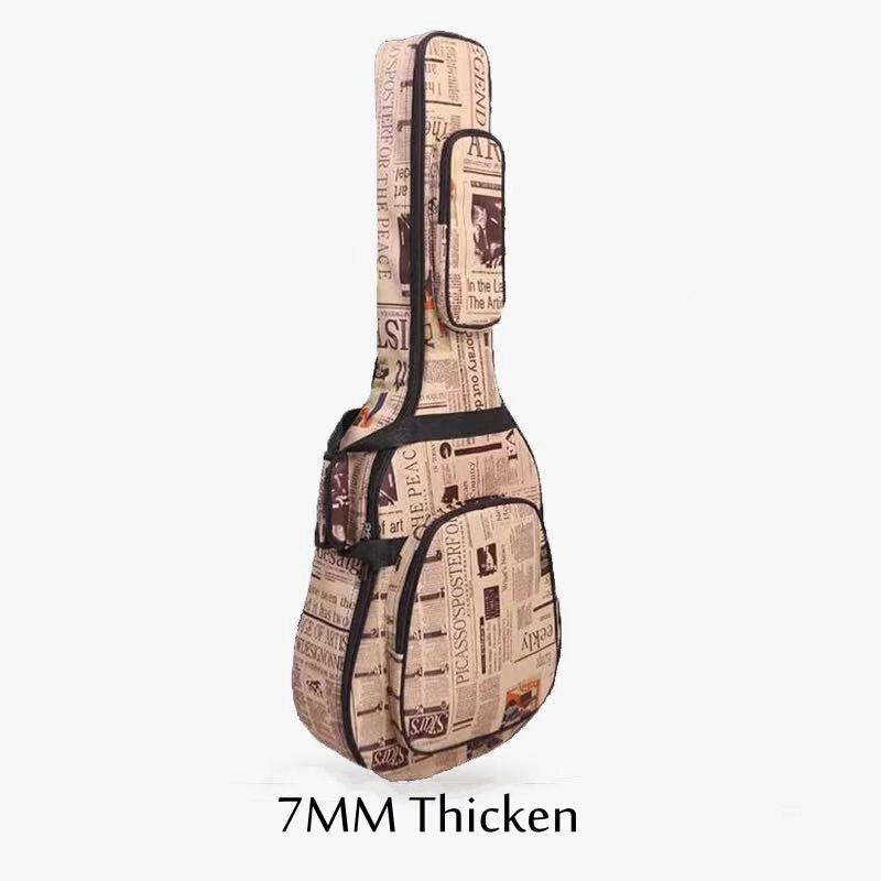 Vandtæt guitar taske tykkere dobbelt skulder 600d oxford klud materiale stor kapacitet litterær guitar musikinstrument taske: Avis 7mm