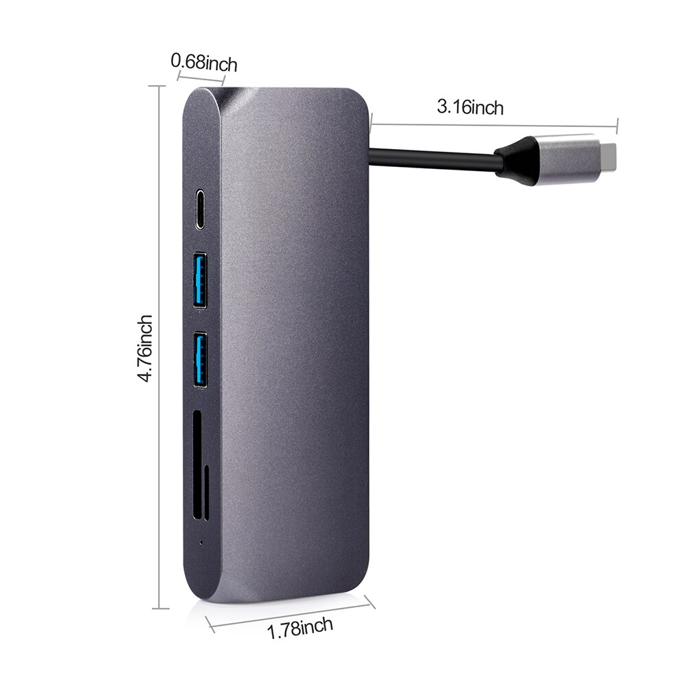 type -c 6 i 1 dokking hdmi 4k usb 3.0*2 sd/ mikro sd-leser type-c frakt  pd 60w