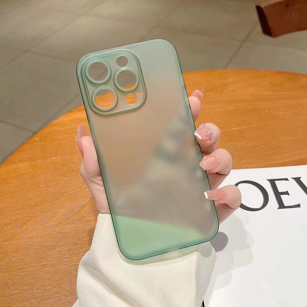 Luxury PP Matte Phone Case For Apple iphone 15 Pro Max 15 Plus Feathered Fine Hole Eye Protection Cover Case: Genuine leather / green