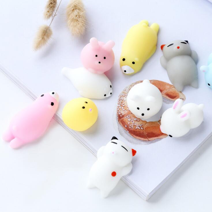 Grappige Mini Handdruk Speelgoed Zachte Siliconen Zachte Dieren Kat Rubber Doll Squish Anti-Stress Joke Speelgoed Squishie